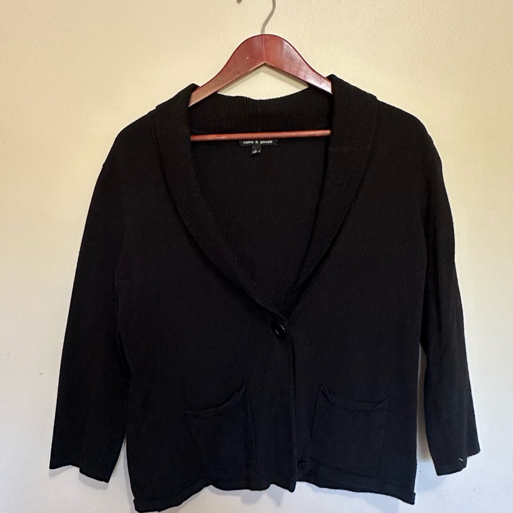 Cable and Gague Black Shawl Collar Cardigan Jacket